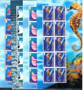 2001 EUROPA CEPT Gibraltar / Gibraltar 4 Mini sheets of 10 val MNH **