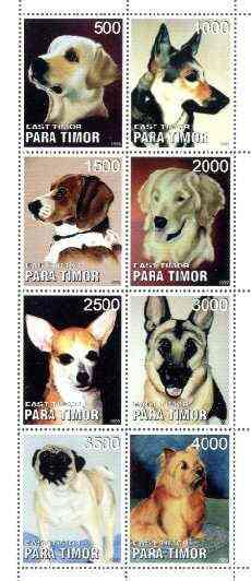 Timor (East) 1999 Dogs perf sheetlet containing complete ...