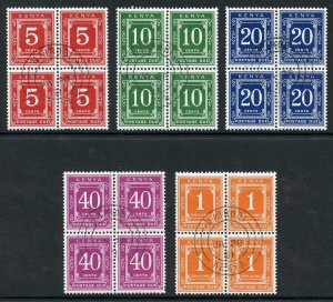 Kenya SG23/8 Post Due set on Glazed paper Perf 14 x 15 CDS Blocks of Four