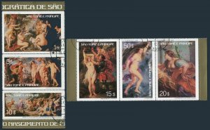 St Thomas & Prince 441-446,447,CTO.Mi 452-457,Bl.2. Art,Peter Paul Rubens,1977.