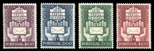 Portugal #713-716 Cat$22.20, 1949 UPU, set of four, never hinged