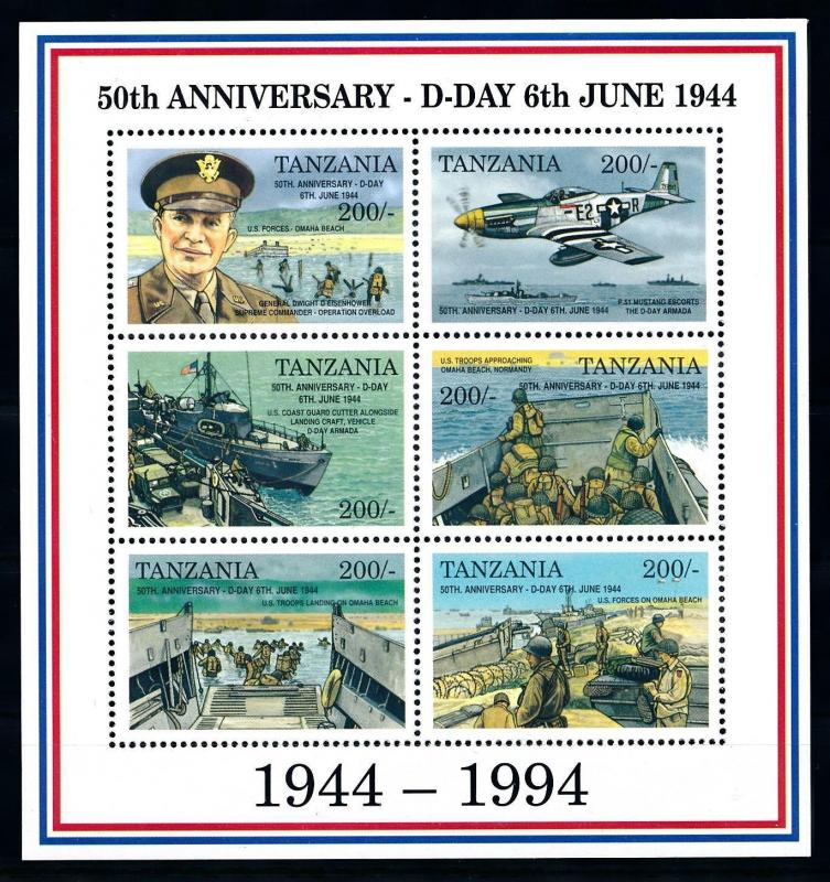 [78470] Tanzania 1994 World War II D-Day Sheet MNH