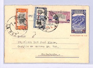 BOLIVIA Uprated Postal Stationery Card La Paz Cochabamba 1959{samwells}WF116