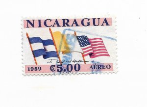 NICARAGUA 1959  VISIT OF CARDINAL SPELLMAN TO MANAGUA FLAGS C436 MI 1231 USED