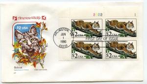 2482 $2. Bobcat  Farnam, HF, plate block, FDC