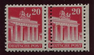 GERMANY USA BRITISH ZONE SCOTT 646 MICHEL 85 MNH PAIR DOUBLE PERF BETWEEN