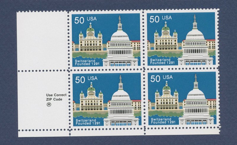 USA - Scott 2532 - FVF MNH  - LL Zip Block - 50 ct Switzerland - 1991