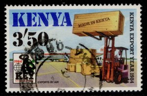 KENYA QEII SG326, 1984 3s 50 forklift truck with air cargo, FINE USED. 