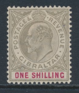 Gibraltar 1903 1/- Black & Carmine SG 51 Mint Hinged Wmk Crown CA