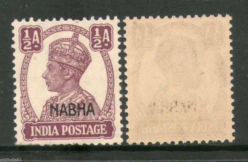 India Nabha State ½An KG VI SG 106 / Sc 101 Cat. £7 MNH