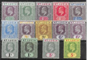 ST.LUCIA SG64/77 1904-10 DEFINITIVE SET MTD MINT