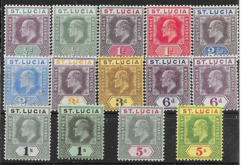 ST.LUCIA SG64/77 1904-10 DEFINITIVE SET MTD MINT