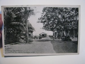 British North Borneo Postcard 1930 Sandakan Postmark Lorang Tiga 3rd Lane Park