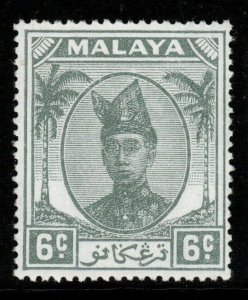 MALAYA TRENGGANU SG72 1949 6c GREY MNH