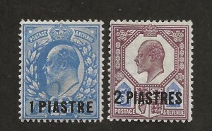 GREAT BRITAIN OFFICES - TURKISH EMPIRE SC# 13-14  F/MOG 1906