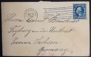 USA Chicago Canal Station Cover to Germany 1914. 5c rate Washington