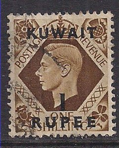 Kuwait 1948 KGV1 1 Rupee Ovpt On GB 1/-d  Used SG 71 ( F814 )