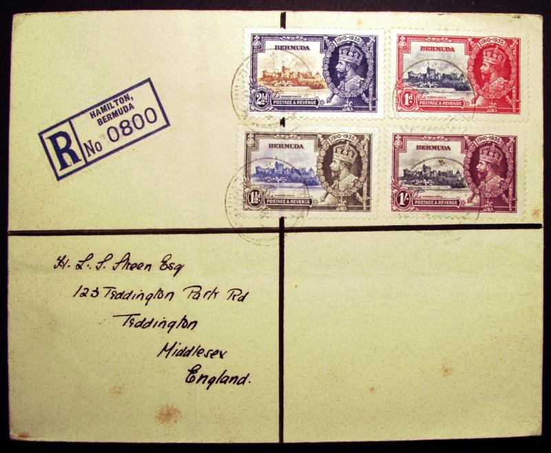 Bermuda #100-103 1835 KGV VF Used Set on Registered Cover