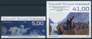 Greenland 2021 MNH Religion Stamps Christianity 300 Yrs Hans Egede Boats 2v Set