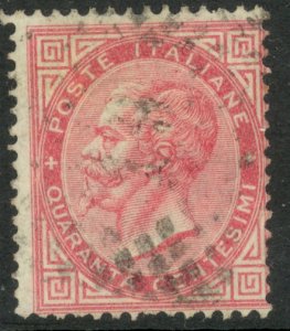 ITALY 1863-77 40c Rose Victor Emmanuel II Issue Sc 31a VFU