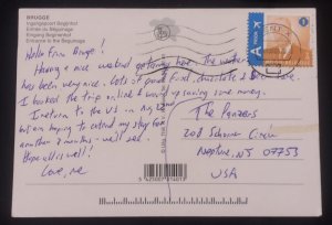 D)2007, BELGIUM, POSTCARD SENT TO U.S.A, WITH ALBERTO II STAMP, ENCRYPTED, XF