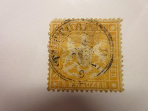 German States WURTTEMBERG Scott 25 ROUNDED UP-LEFT, THIN USED Lot11 Cat $65