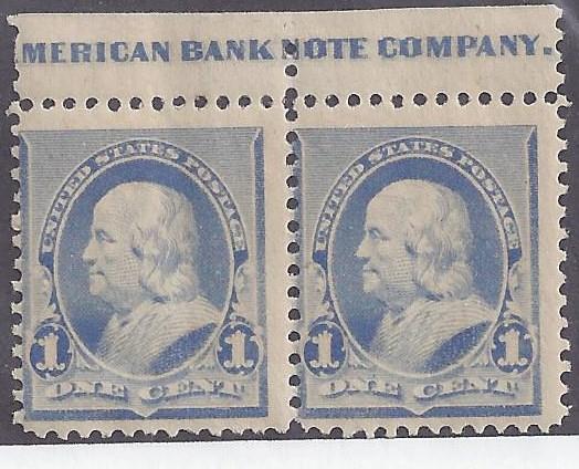 Scott #219 Mint Pair LH OG Fine with Imprint