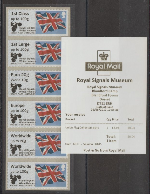 Great Britain Post & Go FS39-44c type IIIA 2017 QE2 MNH Royal Signals White Helm