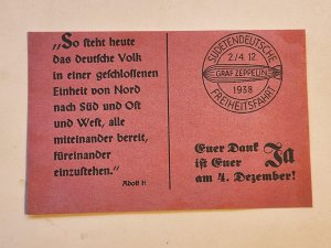 German Third Reich Nazi GRAF ZEPPELIN 1938 Souvenir Sheet Postal Card postcard