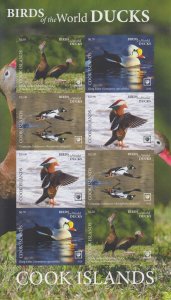 Cook Is. MNH Sc 1679 sh IMPERF Mi 954-57 KB B Value 190 Euro  Ducks