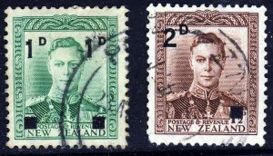 NEW ZEALAND KG VI 1941 The Surcharged Definitive Set SG 628 & SG 629 VFU 