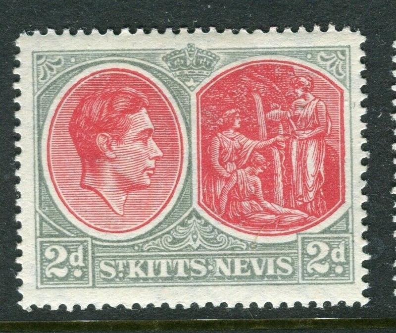 ST. KITTS; 1938 early GVI issue fine Mint hinged Shade of 2d. value