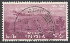 India Sc# 268 Used 1955 1r8a Plane over Kanchenjunga Mountains