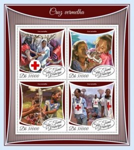 St Thomas - 2017 Red Cross Organization - 4 Stamp Sheet - ST17512a