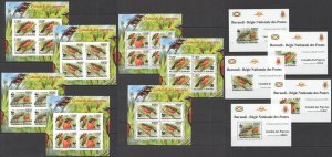 B1532 2011 Burundi Wwf Fauna Birds Gonolek Papyrus 7Kb+5Bl Mnh