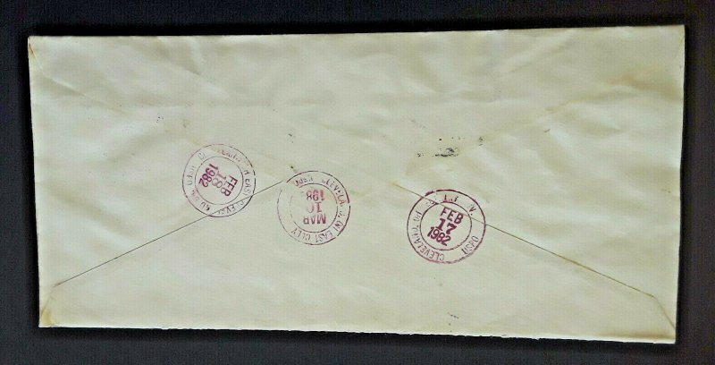 1982 Cairo Egypt To Cleveland OH Airmail Registered Delivery Final Notice Cover