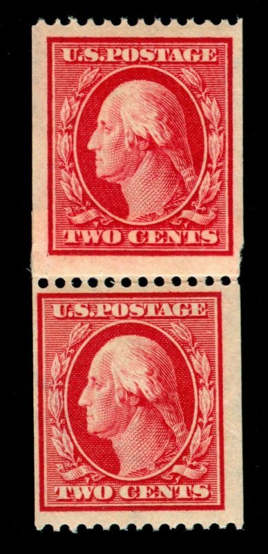 MOMEN: US STAMPS #386 COIL PAIR MINT OG NH PSE CERT