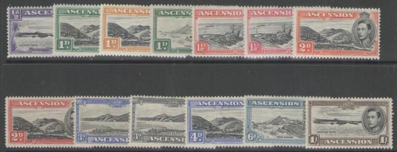 ASCENSION SG38b/44a 1938-44 DEFINITIVE SET TO 1/= MTD MINT