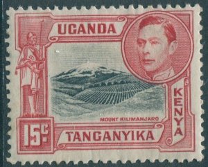 Kenya Uganda Tanganyika 1938 SG137 15c black and rose-red KGVI killimanjaro MLH