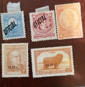 ARGENTINA O8 O6 O33 OD347 OD143 mint