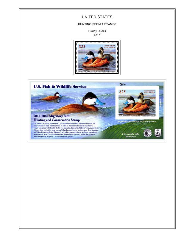 COLOR PRINTED USA FEDERAL DUCK 1934-2019 STAMP ALBUM PAGES (45 illustr. pages)