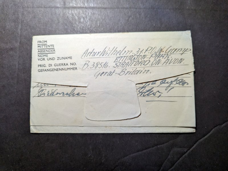 1948 England Prisoner of War POW Folded Cover Camp Peterborough to Germany