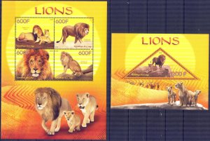 Congo 2014 Wild Cats Lions Sheet + S/S MNH