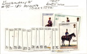 Guernsey, Postage Stamp, #95..110 Mint Hinged, 1974 Soldiers (AB)