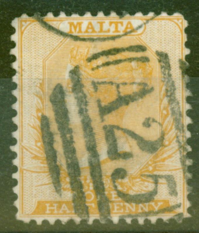 Malta 1878 1/2d Yellow-Buff SG16 P.14 x 12.5 Fine Used