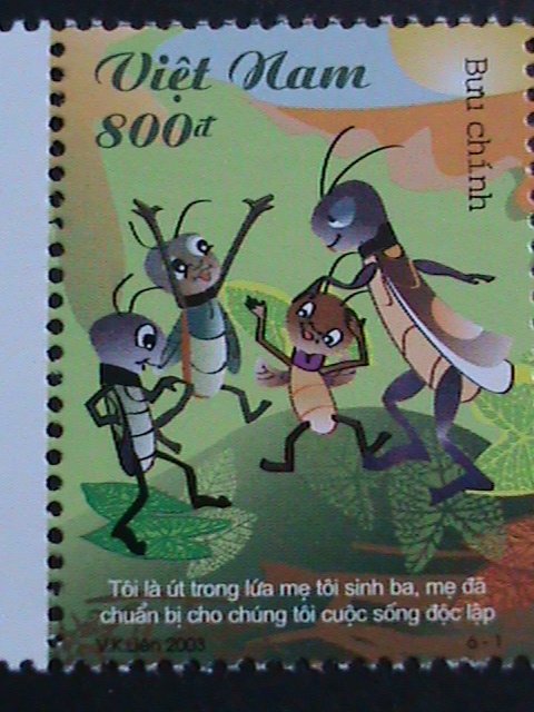 ​VIETNAM CARTOON STAMP-FAMOUS STORY-HARD WORKING ANTS FAMILY-STAMP MNH SET VF