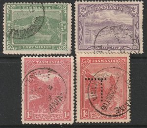 Tasmania 102-104 used, plus 103 T perfin