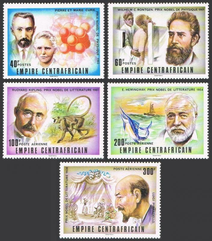 Central Africa 293-294,C183,MNH. Nobel Prize winners,1977.