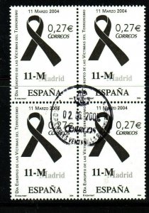 SPAIN #3286  2004  EUROPENN VICTIMS TERRORIST DAY    MINT  VF NH  O.G BLK 4 CTO