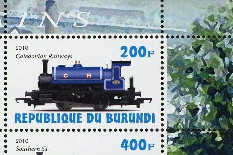 Train Transportation OST BR  Caledonian Railways Souvenir Sheet of 4 Stamps MNH